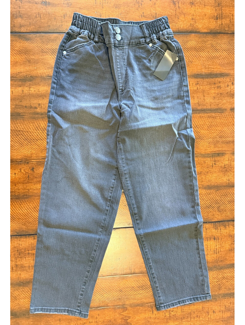 G by Giuliana The Straight Black Denim Stretch Jeans Elastic Waist Size 4